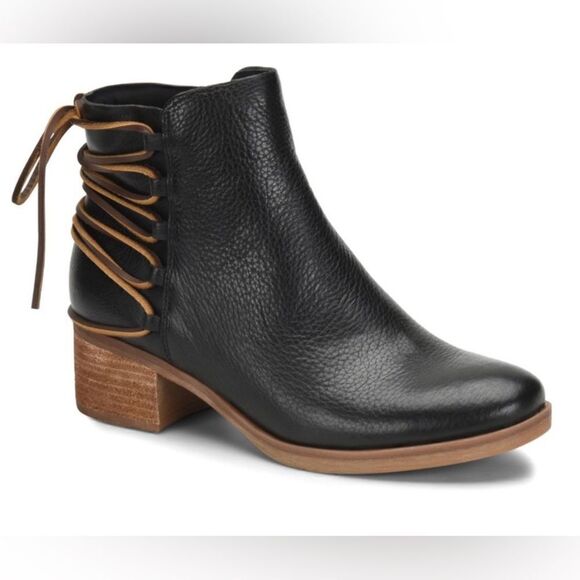 Korks Belaya Black Leather Lace Tie Up Ankle Boots - Picture 2 of 14